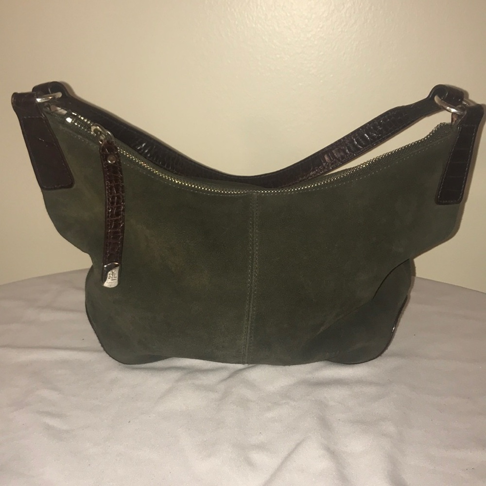 Ralph Lauren Military Green Suede Bag